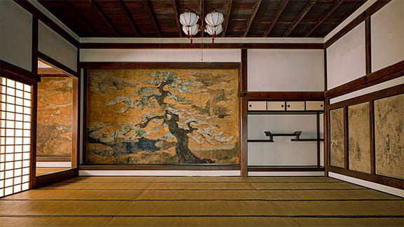 Художественная роспись стен и раздвижных дверей гостевого зала Кодзё-ин, 25 картин