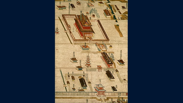 ओन्जोजी मंदिर के अहाते के पुराने नक्शे